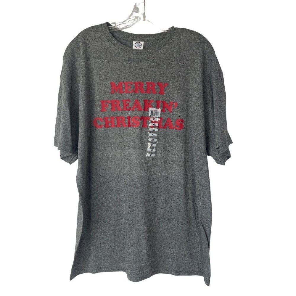 Merry‎ Freaking Christmas Graphic Tshirt XL Gray New Holiday